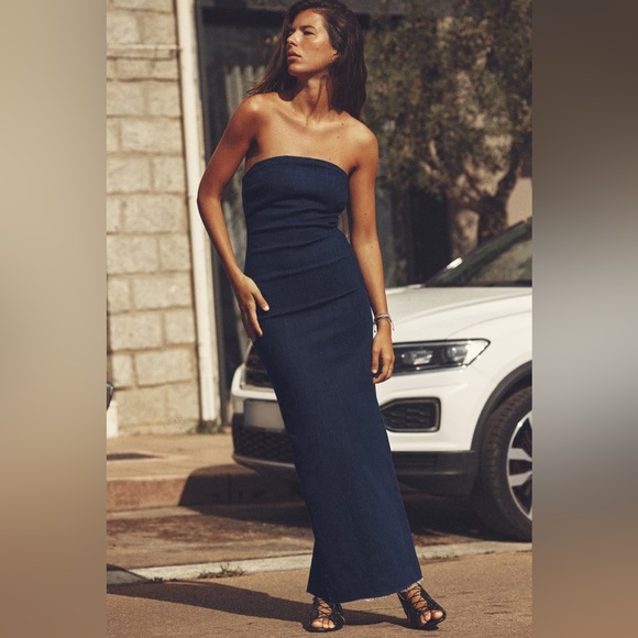 Zara ZW Strapless Denim Dress - Picture 13 of 17